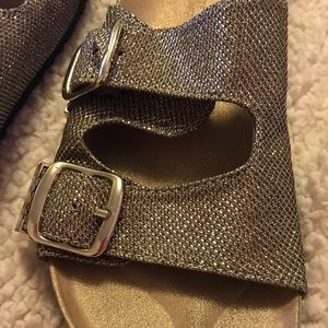 White Mountain Glitter Birkenstock type sandals